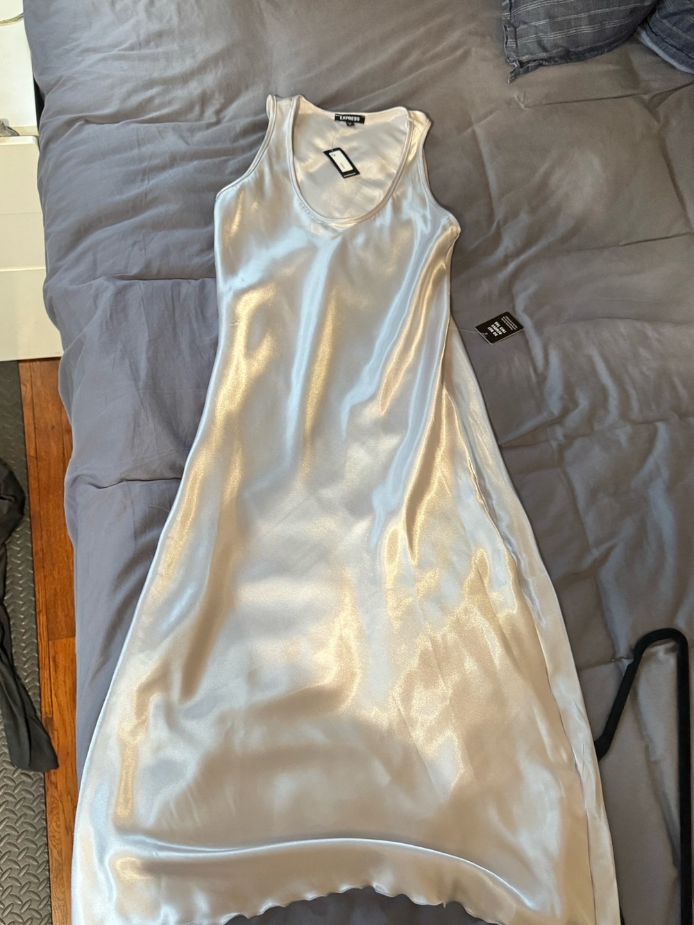 Express Silver Satin Midi Slip Dress - Picture 2 of 4